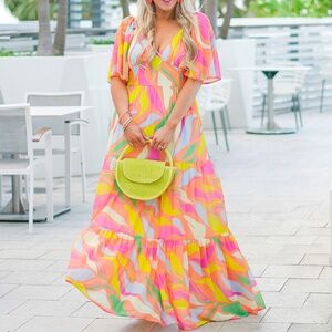 Flying Tomato Colorful Maxi Dress - M